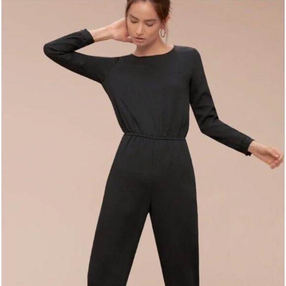 Aritzia Wilfred Dessin Long Sleeve Jumpsuit Tapered Leg Black Womens Size XXS - Picture 2 of 14